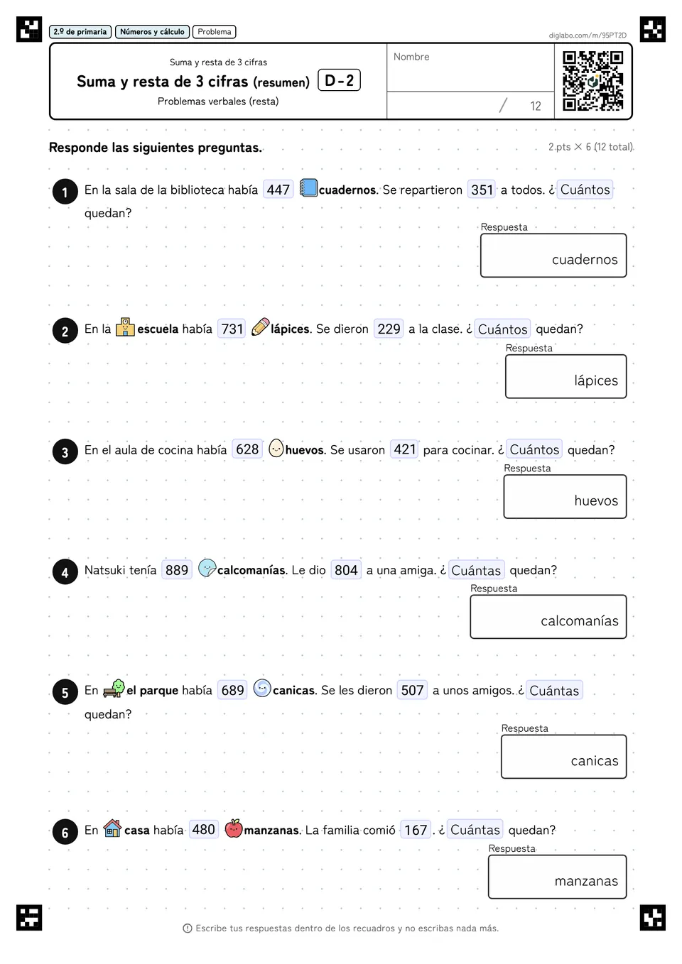 2.º de primaria Suma y resta de 3 cifras Suma y resta de 3 cifras (resumen)