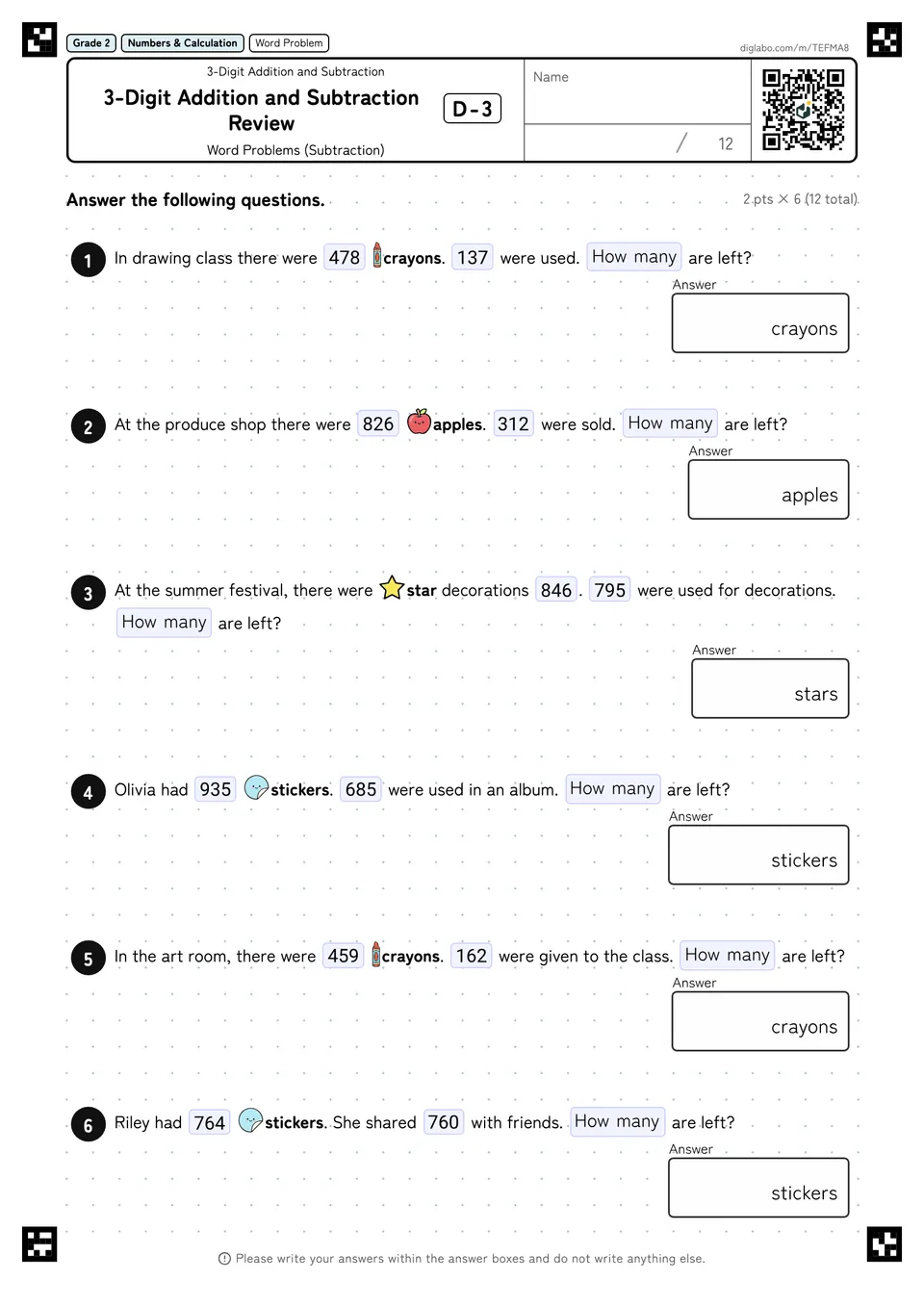 Grade 2 (Elementary School) 3-Digit Addition and Subtraction 3-Digit Addition and Subtraction Review
