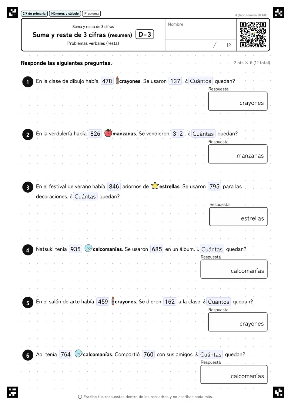 2.º de primaria Suma y resta de 3 cifras Suma y resta de 3 cifras (resumen)