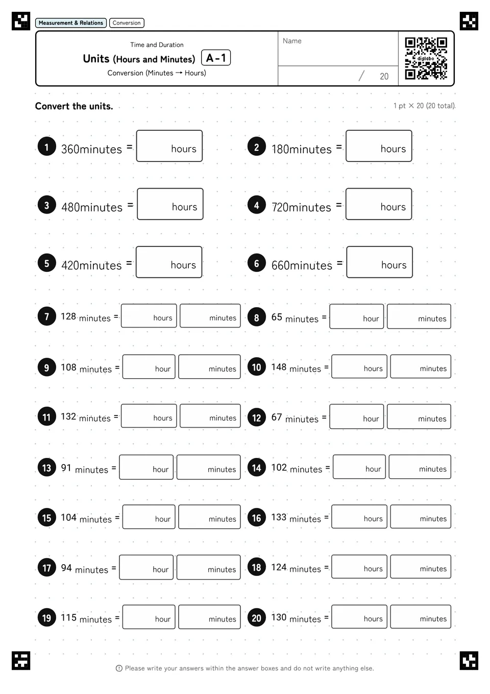 Units (Hours and Minutes) A-1