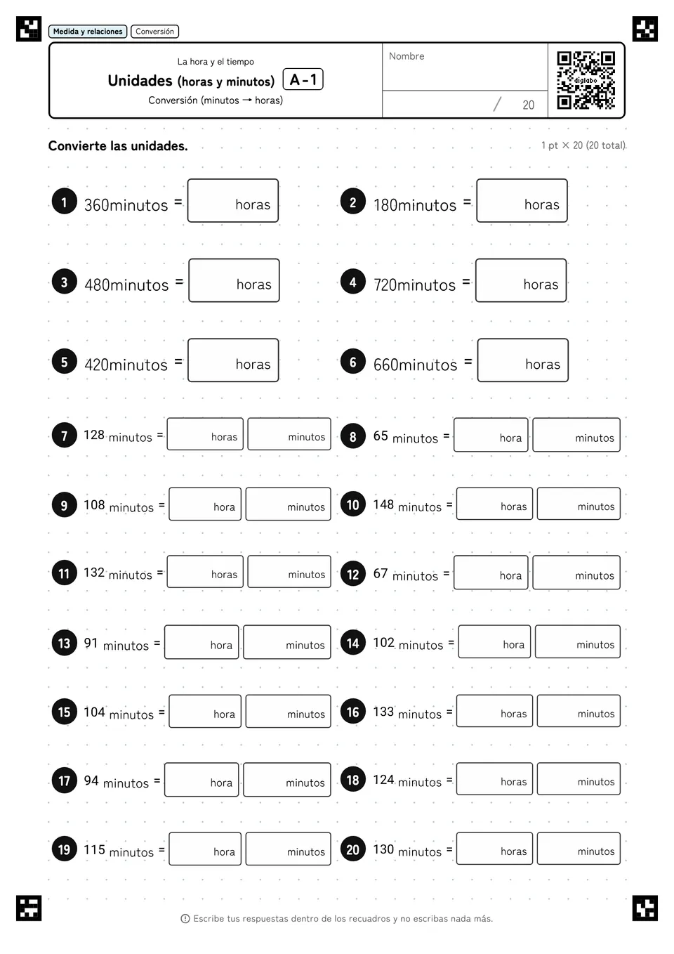 Unidades (horas y minutos) A-1