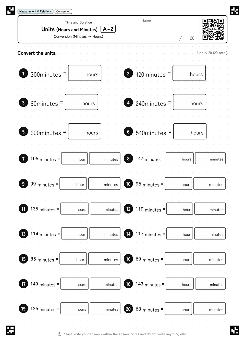 Units (Hours and Minutes) A-2