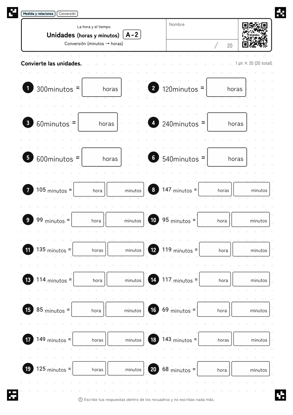 Unidades (horas y minutos) A-2