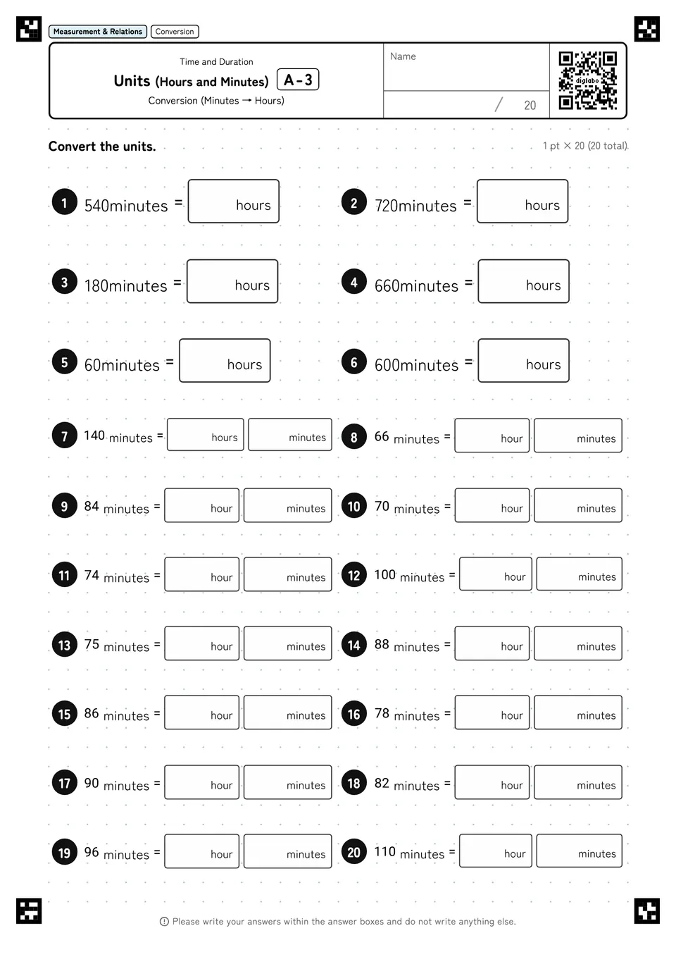 Units (Hours and Minutes) A-3