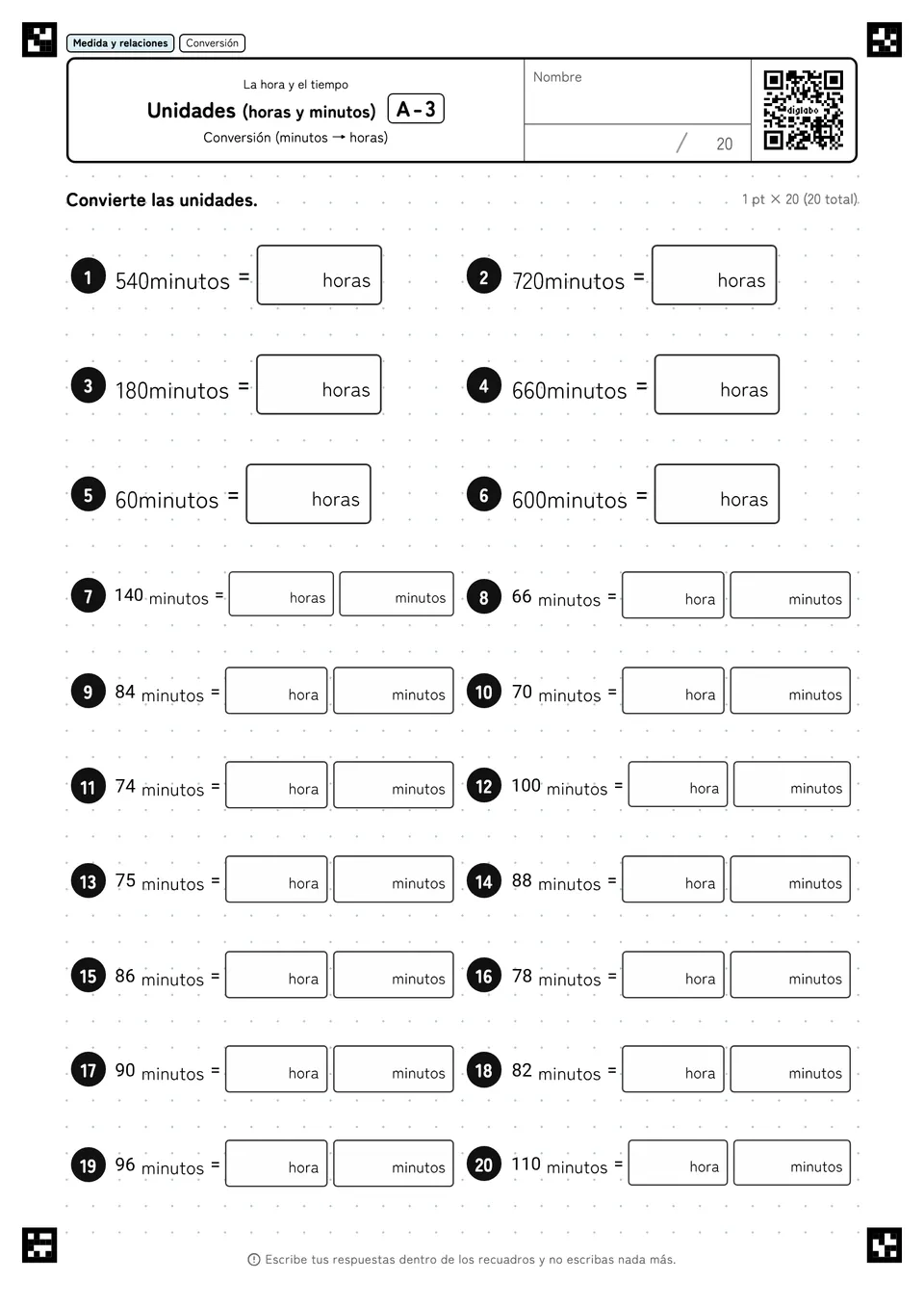 Unidades (horas y minutos) A-3