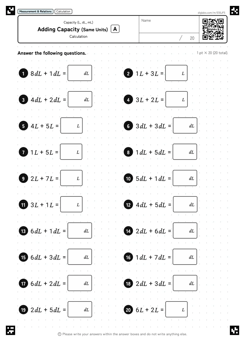 Adding Capacity (Same Units) A