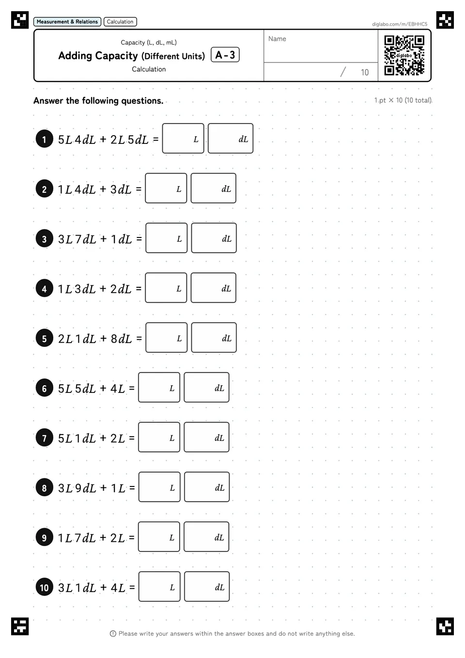 Adding Capacity (Different Units) A-3