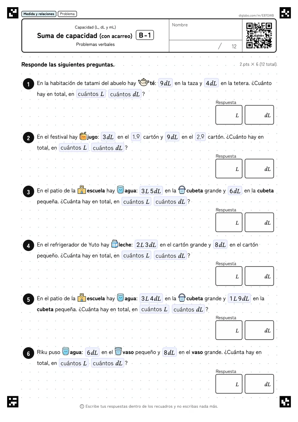Suma de capacidad (con acarreo) B-1