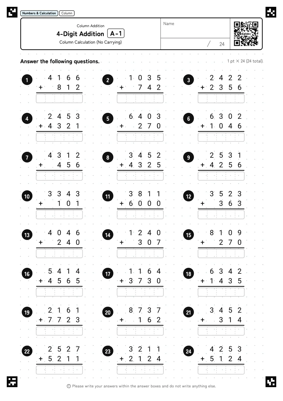 4-Digit Addition A-1