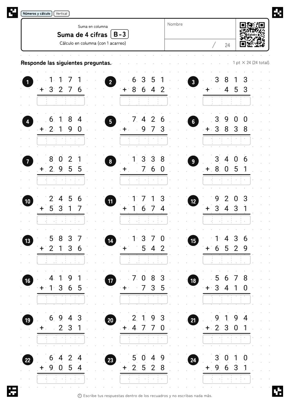Suma de 4 cifras B-3