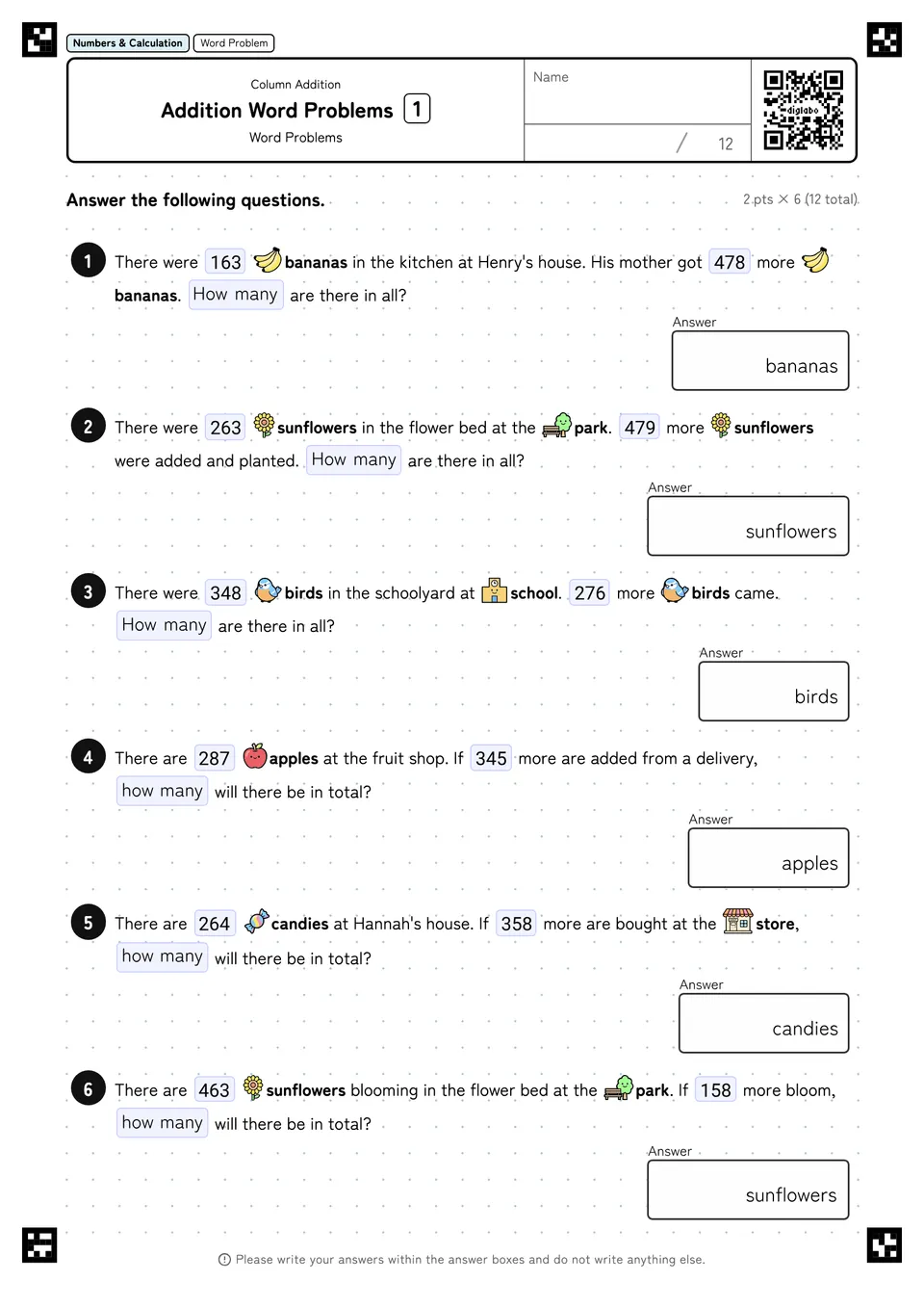 Addition Word Problems 1