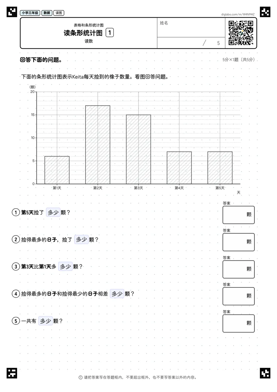 小学三年级 表格和条形统计图 读条形统计图