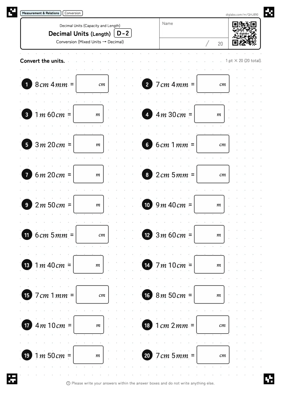 Decimal Units (Length) D-2