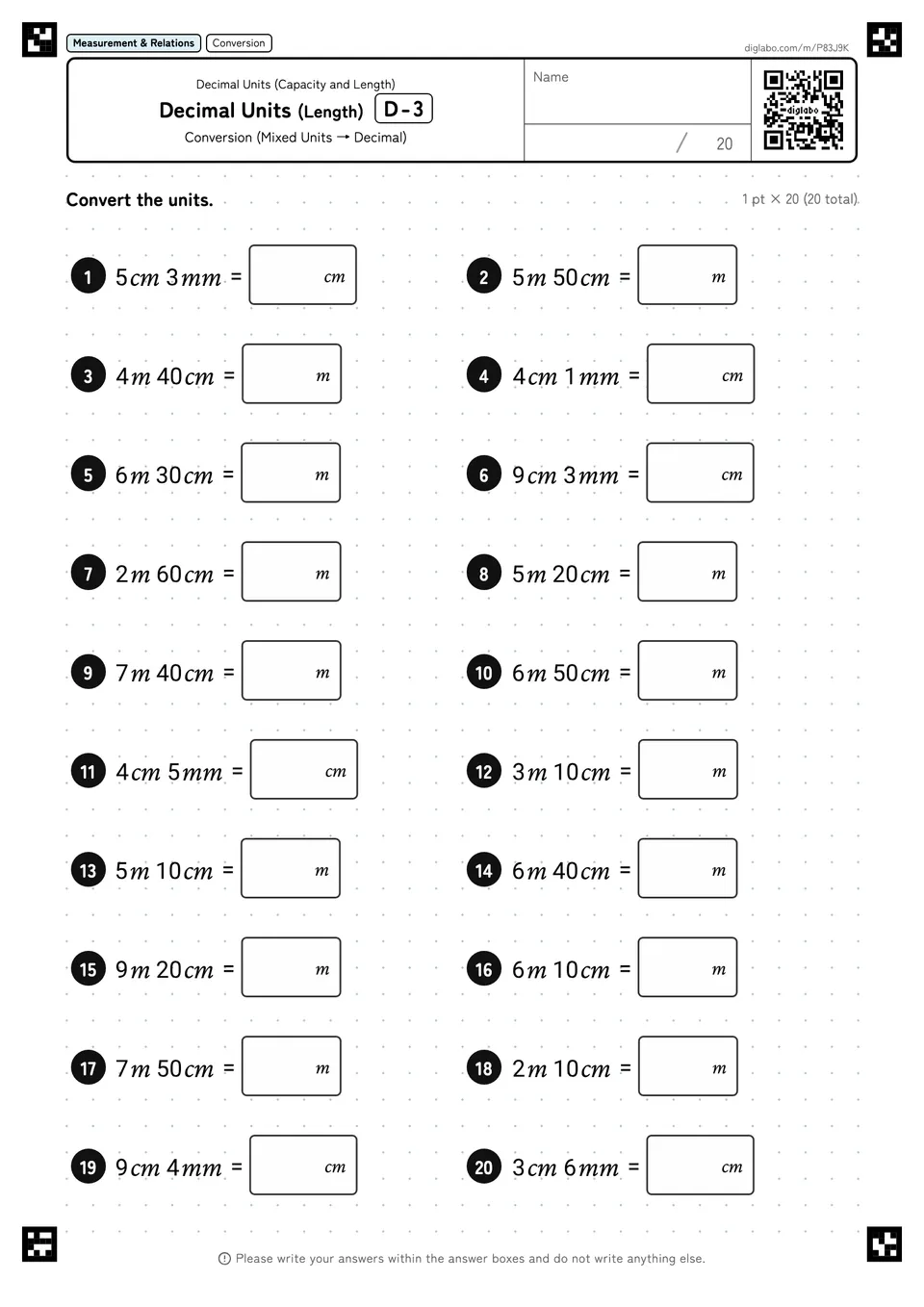 Decimal Units (Length) D-3