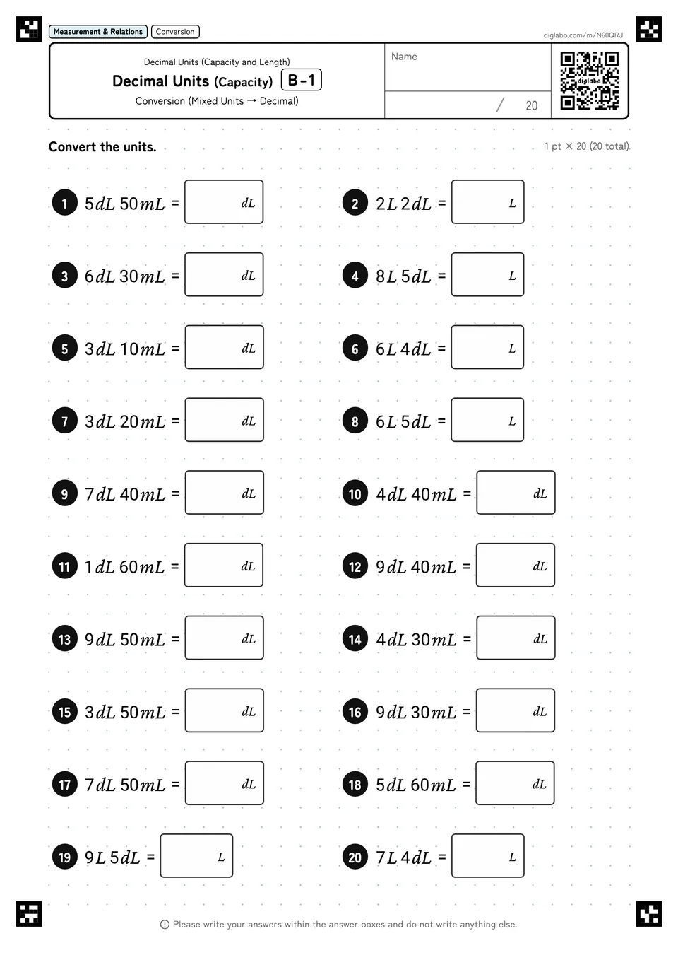 Decimal Units (Capacity) B-1