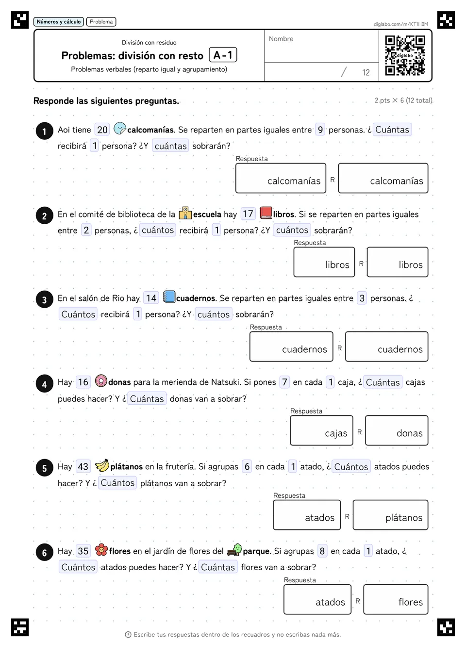 Problemas: división con resto A-1