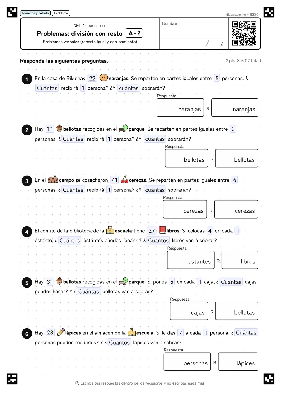 Problemas: división con resto A-2