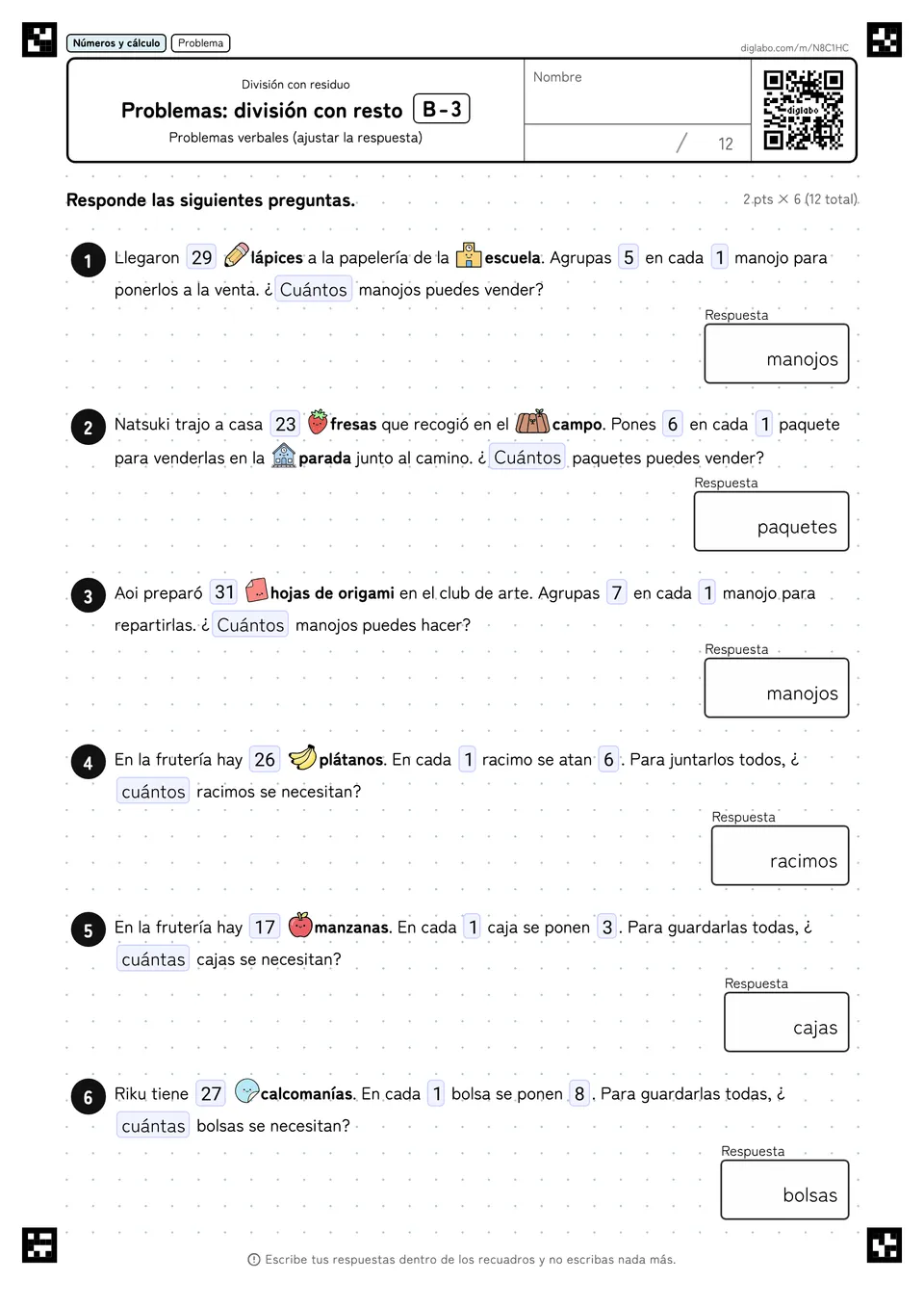 Problemas: división con resto B-3