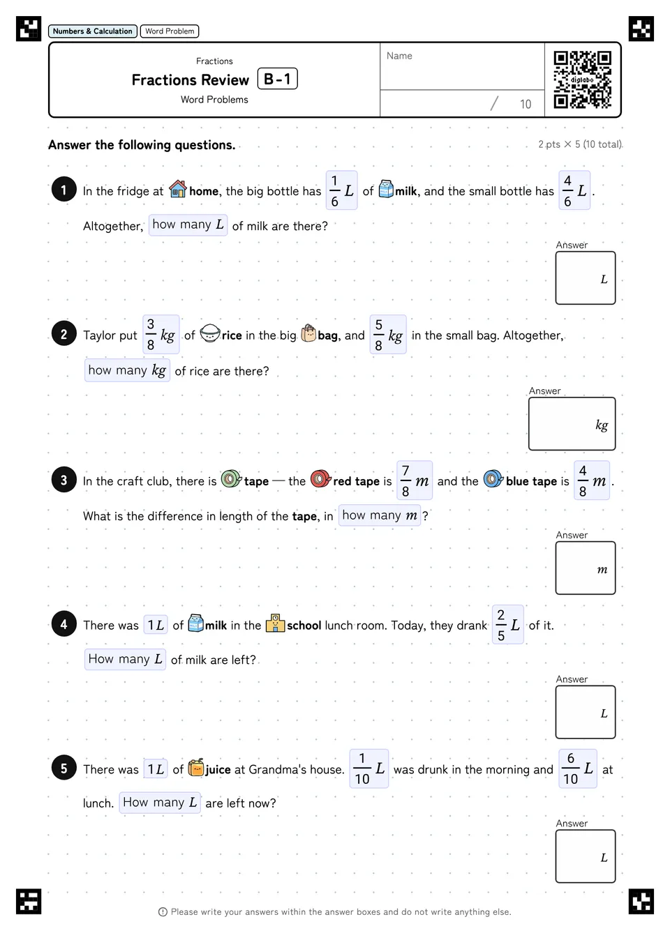 Fractions Review B-1