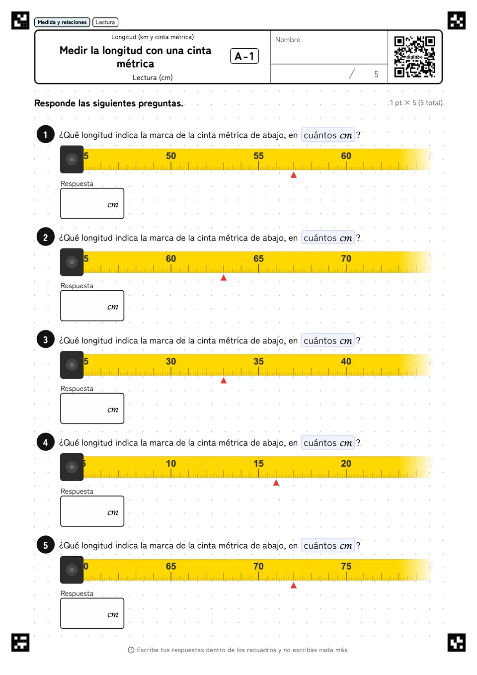 Medir la longitud con una cinta métrica A-1