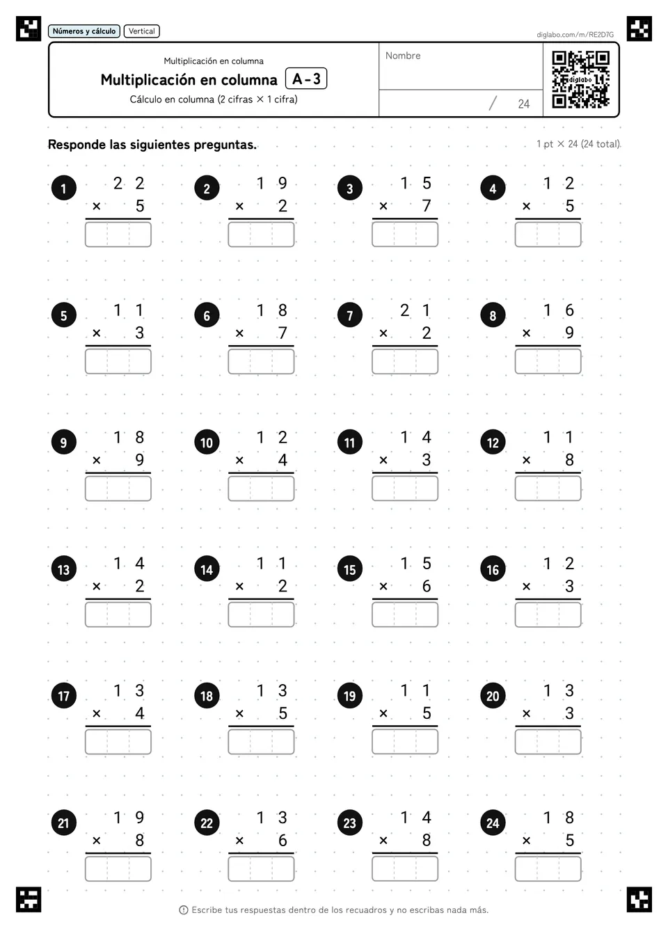 Multiplicación en columna A-3