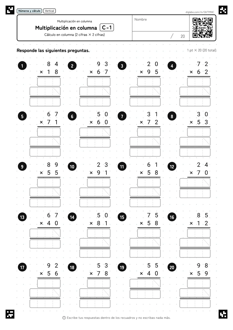 Multiplicación en columna C-1