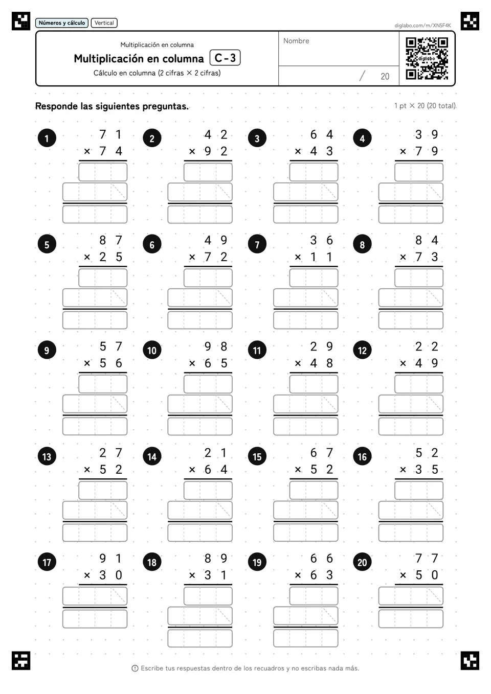 Multiplicación en columna C-3
