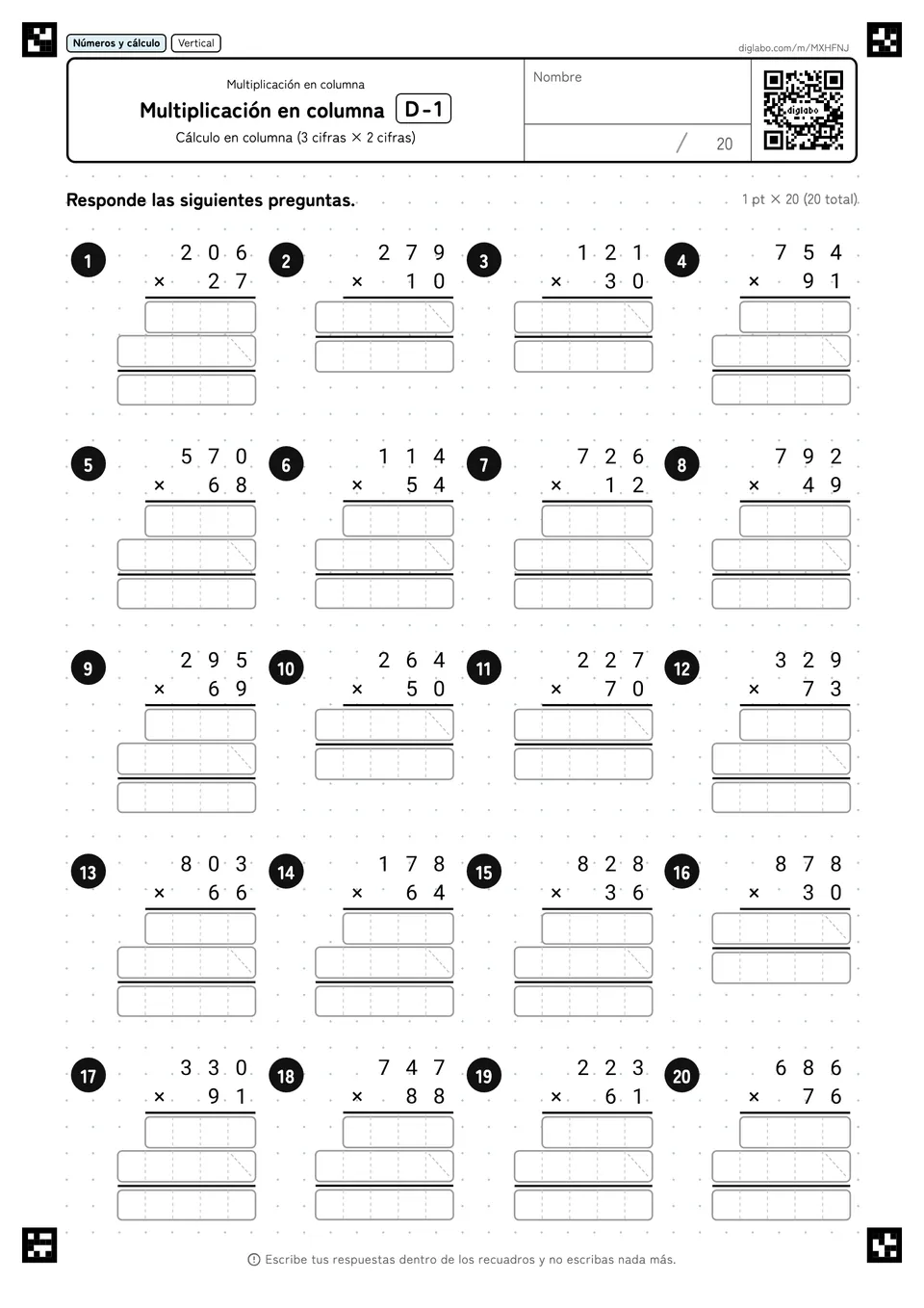Multiplicación en columna D-1
