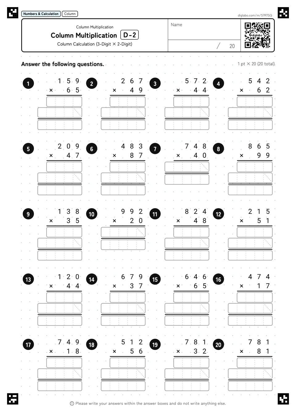 Column Multiplication D-2