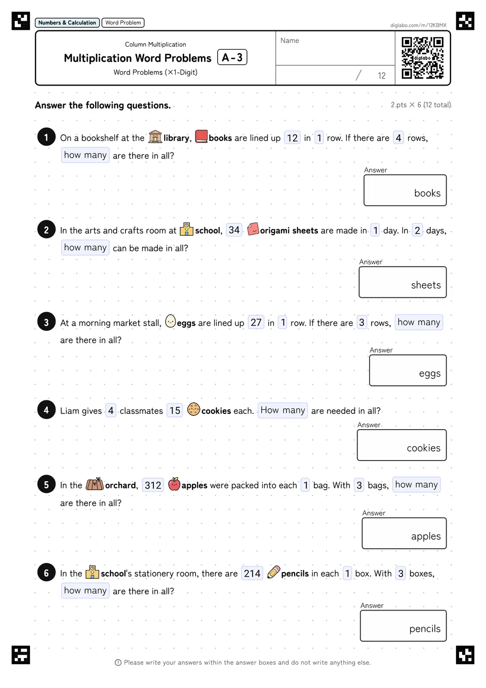 Multiplication Word Problems A-3