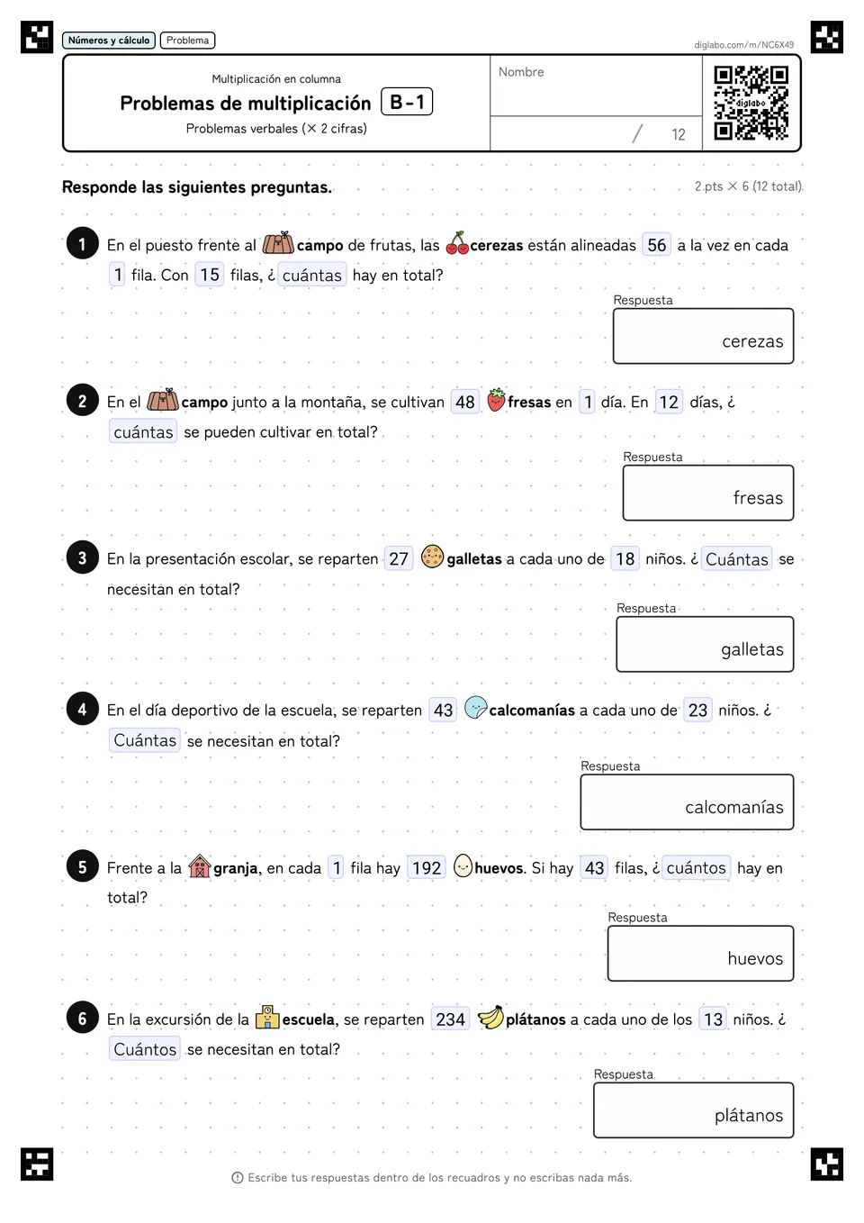 Problemas de multiplicación B-1