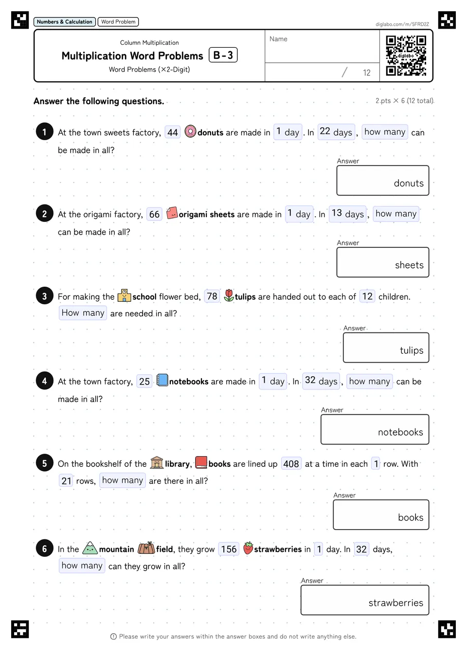 Multiplication Word Problems B-3