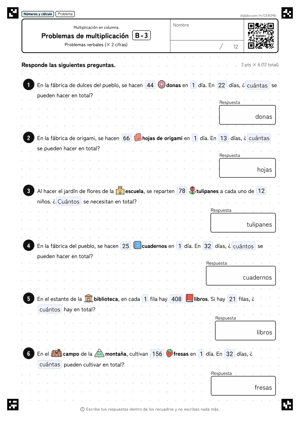Problemas de multiplicación B-3