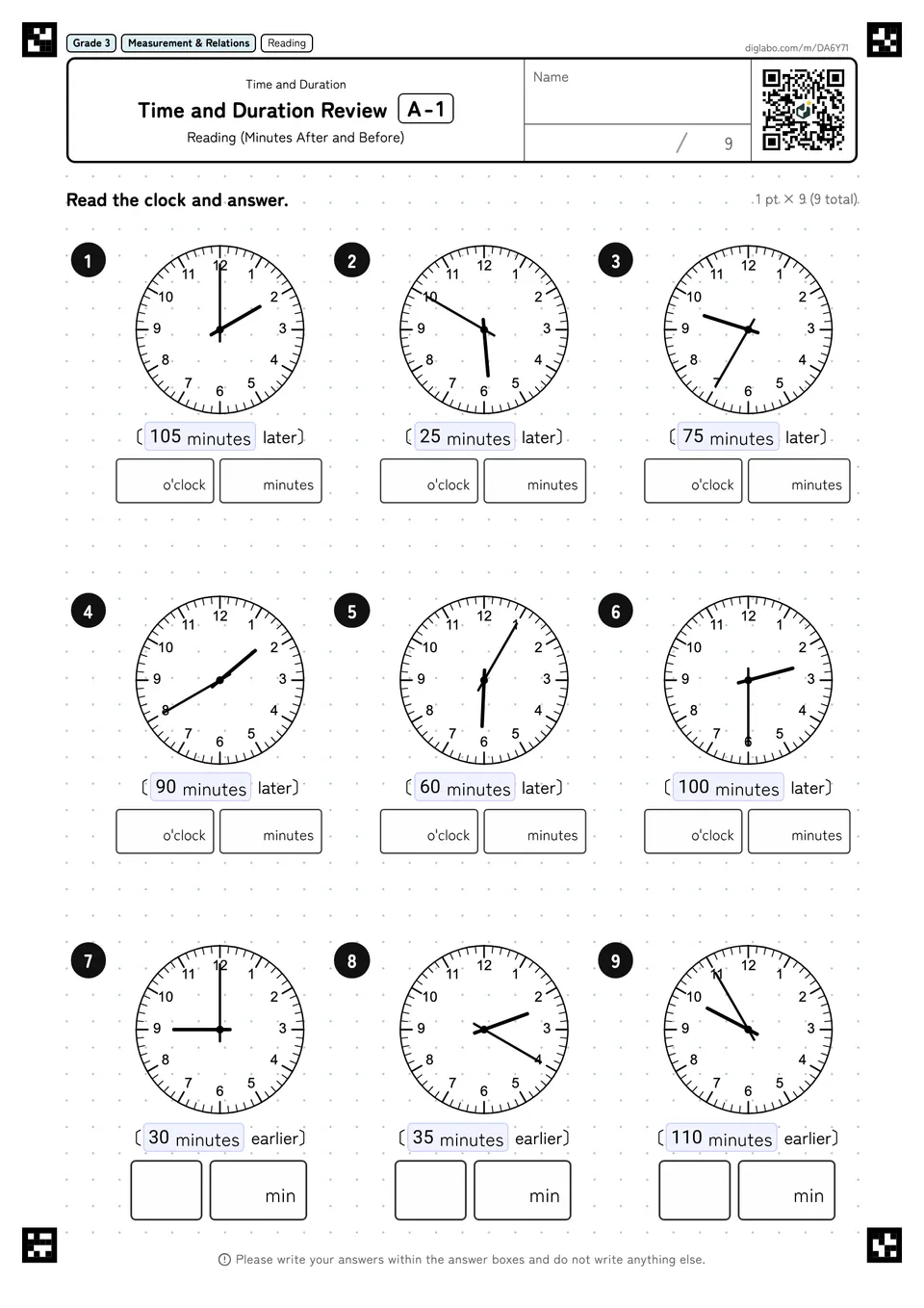 Grade 3 (Elementary School) Time and Duration Time and Duration Review
