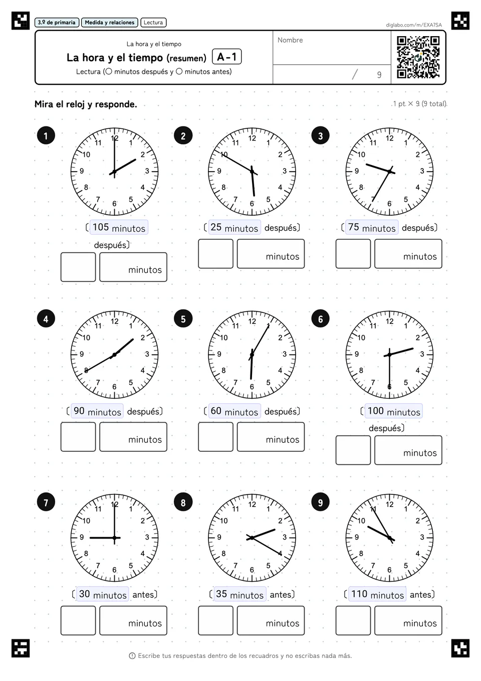 3.º de primaria La hora y el tiempo La hora y el tiempo (resumen)