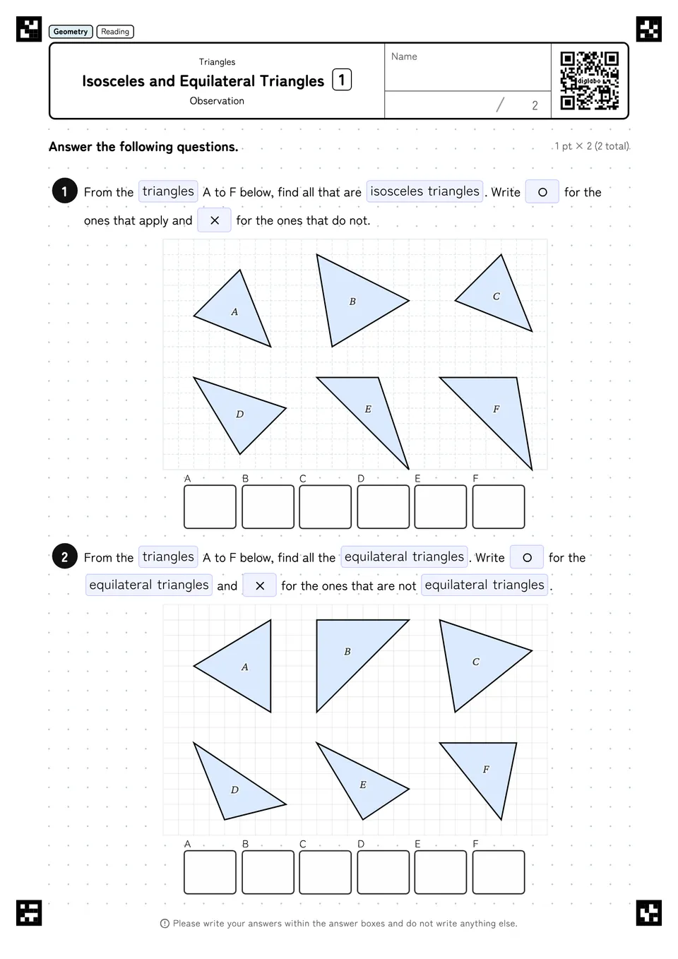 Isosceles and Equilateral Triangles 1