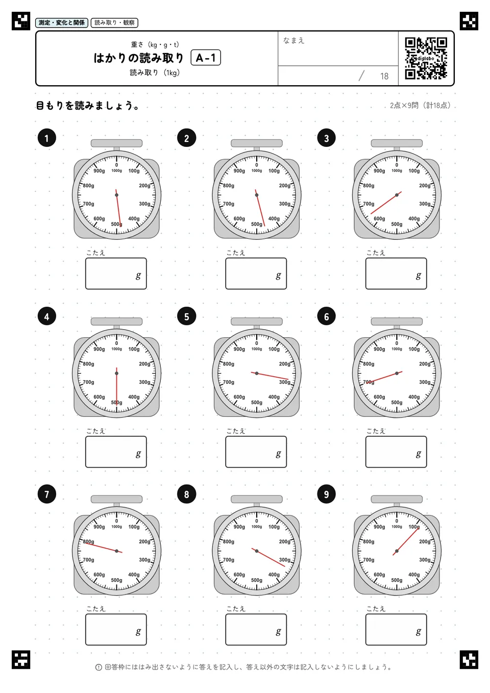 はかりの読み取り A-1