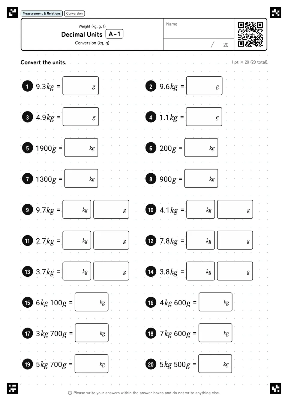 Decimal Units A-1
