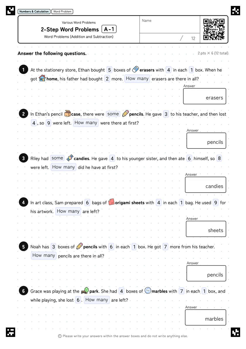 2-Step Word Problems A-1