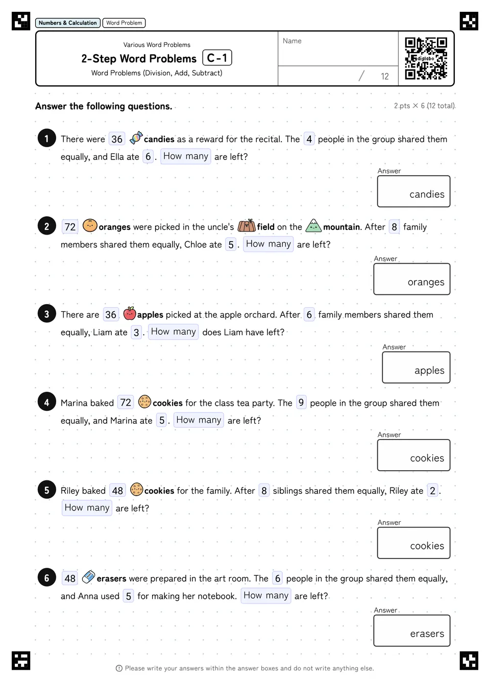 2-Step Word Problems C-1
