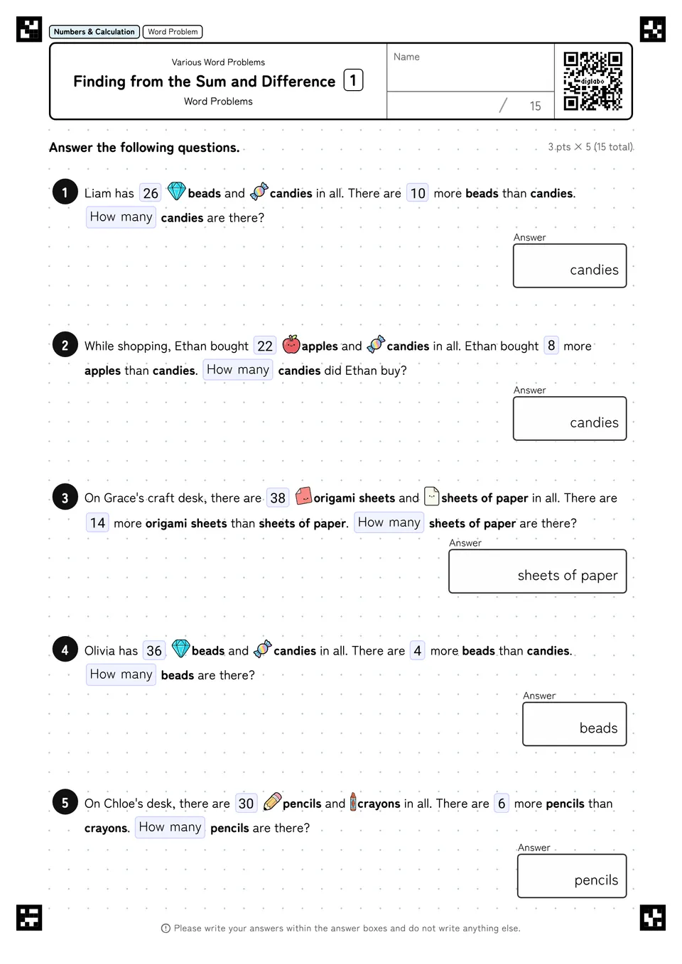 Finding from the Sum and Difference 1