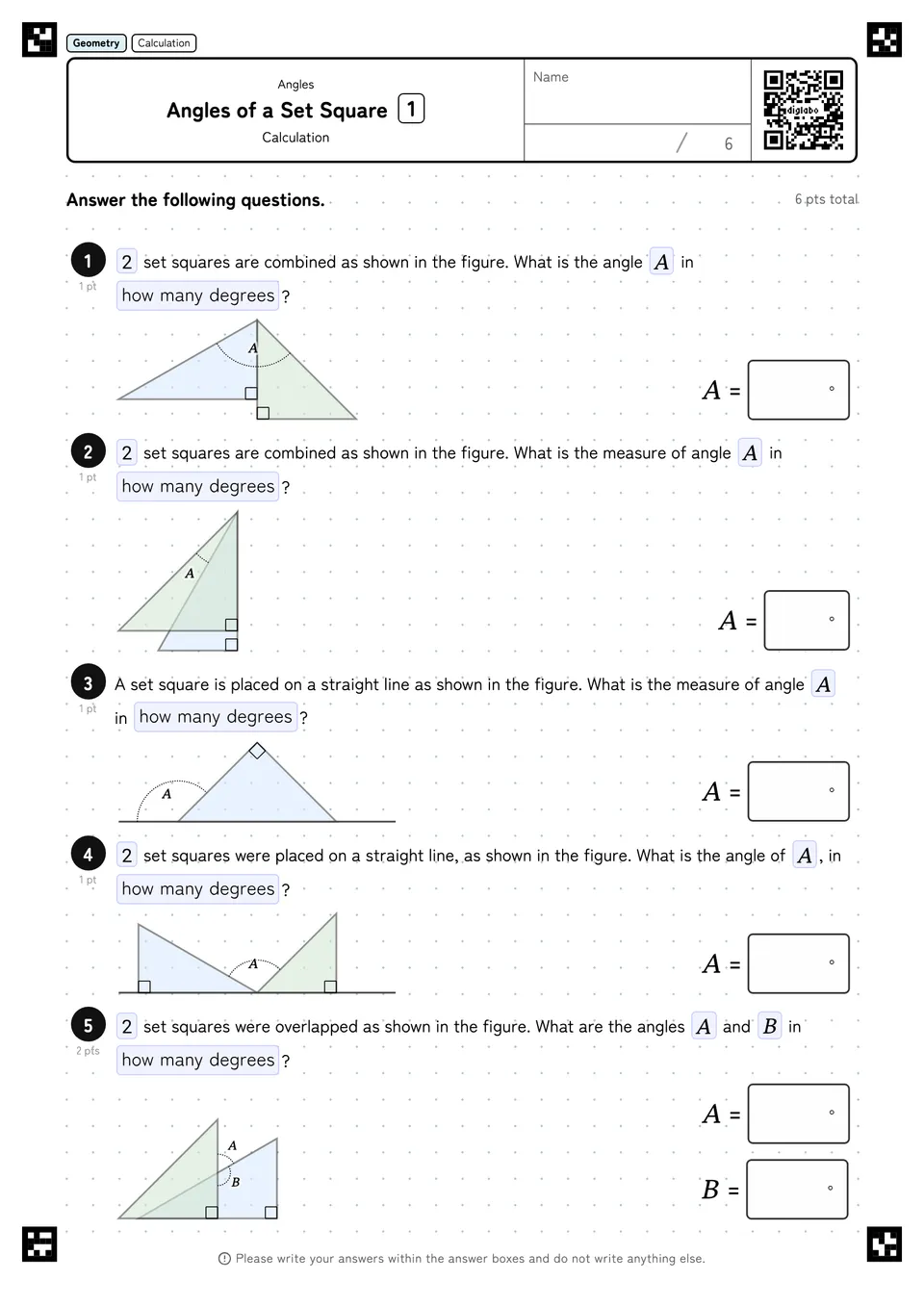 Angles of a Set Square 1
