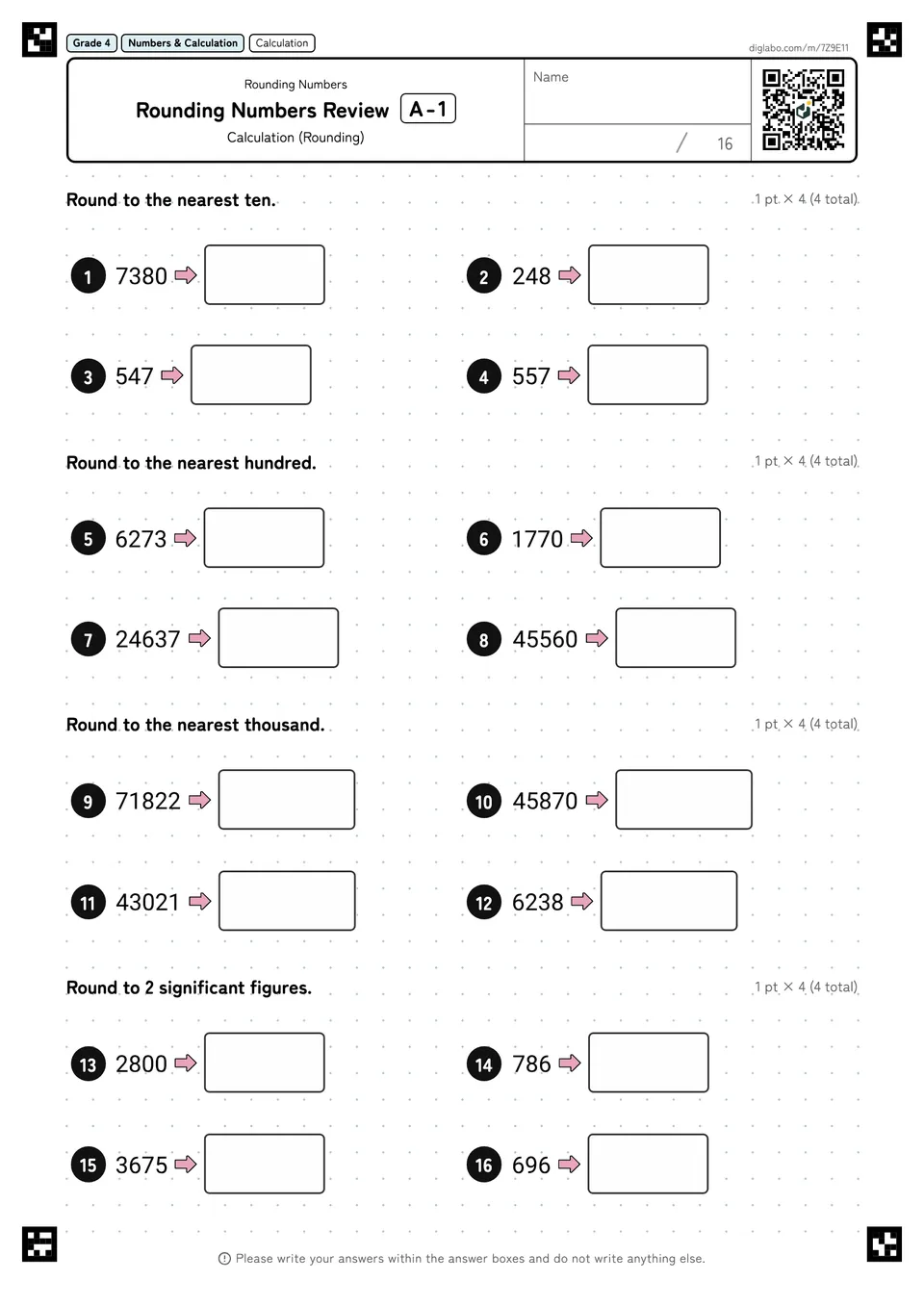 Grade 4 (Elementary School) Rounding Numbers Rounding Numbers Review