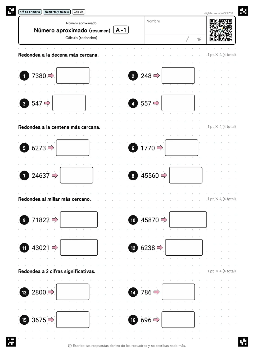 4.º de primaria Número aproximado Número aproximado (resumen)