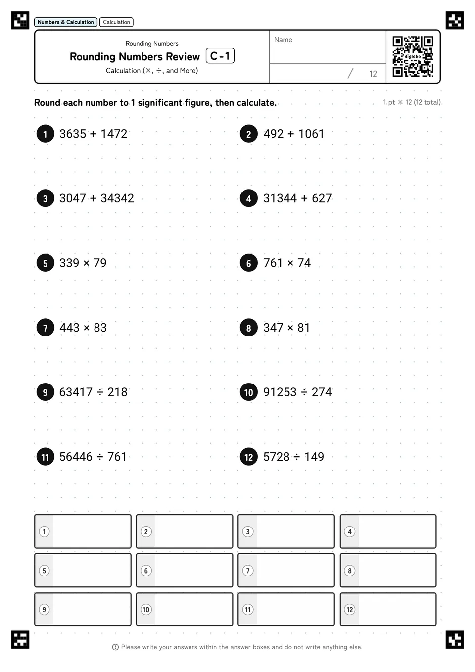 Rounding Numbers Review C-1