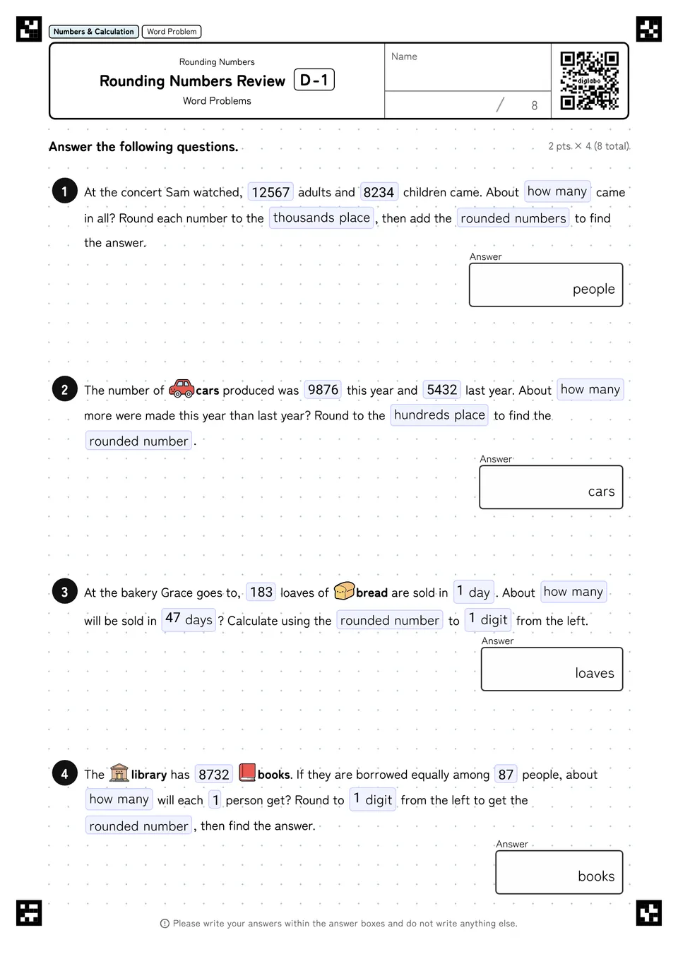 Rounding Numbers Review D-1