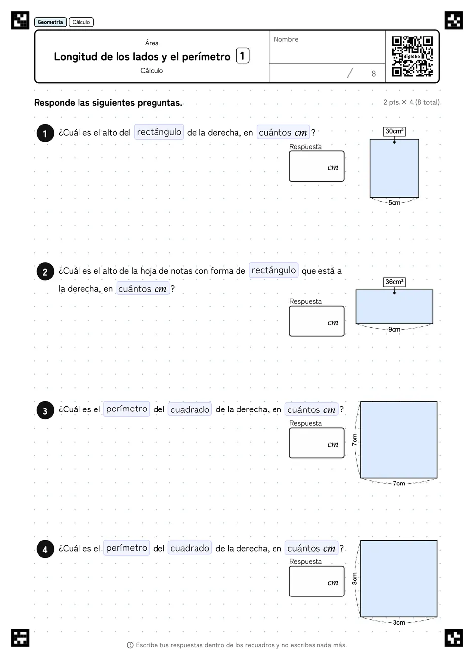 Longitud de los lados y el perímetro 1