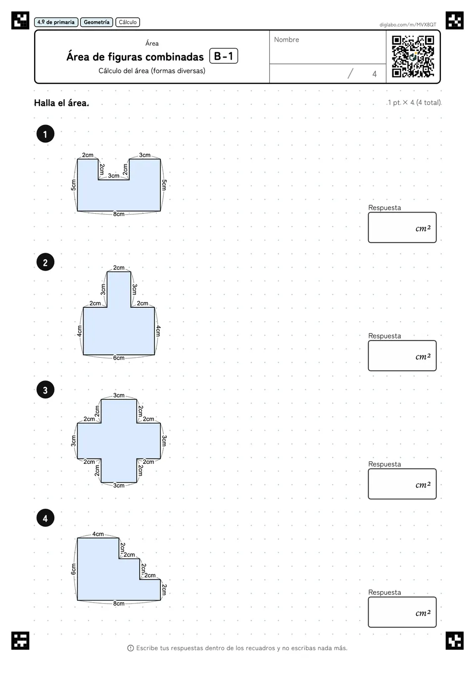 4.º de primaria Área Área de figuras combinadas
