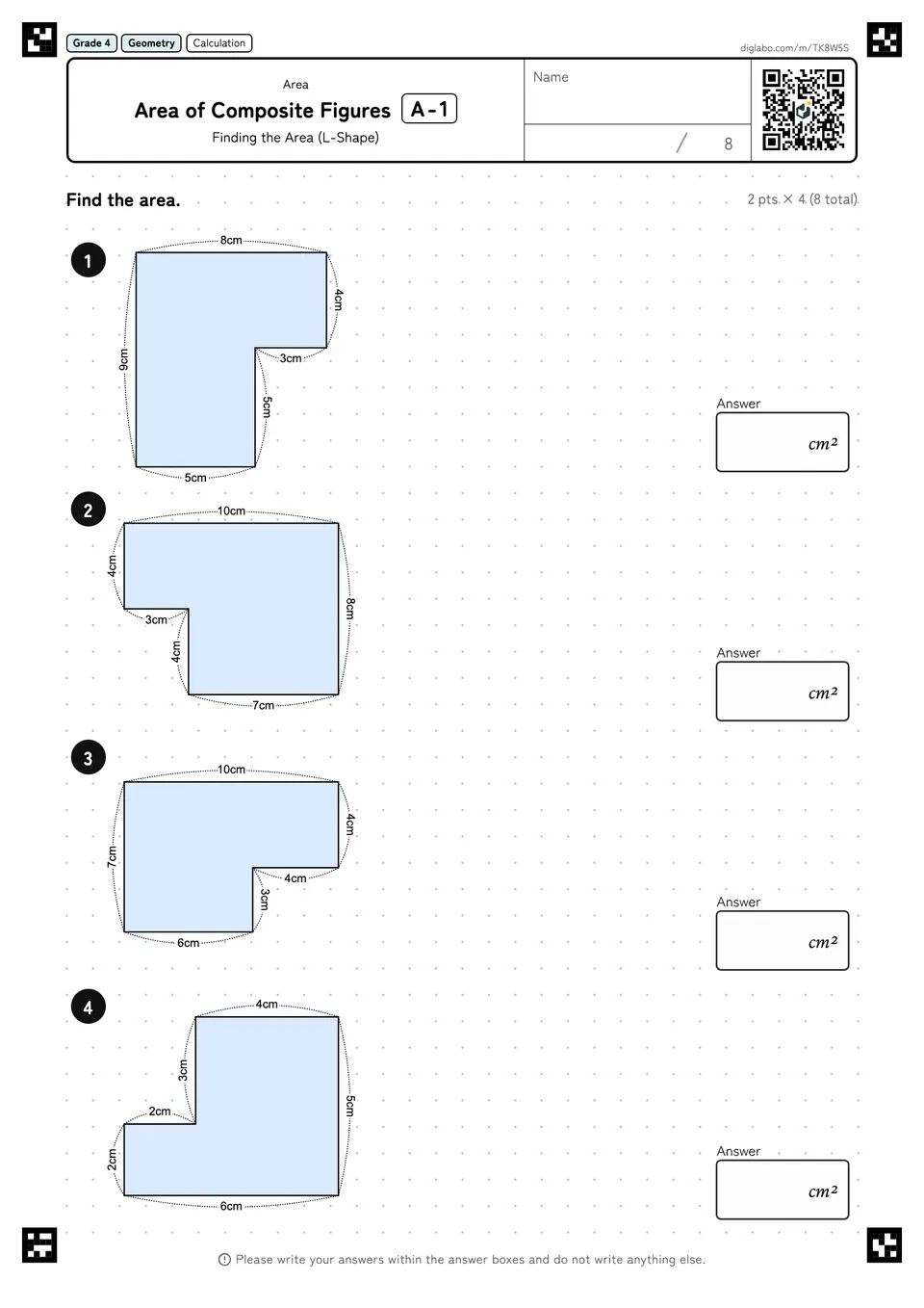 Grade 4 (Elementary School) Area Area of Composite Figures