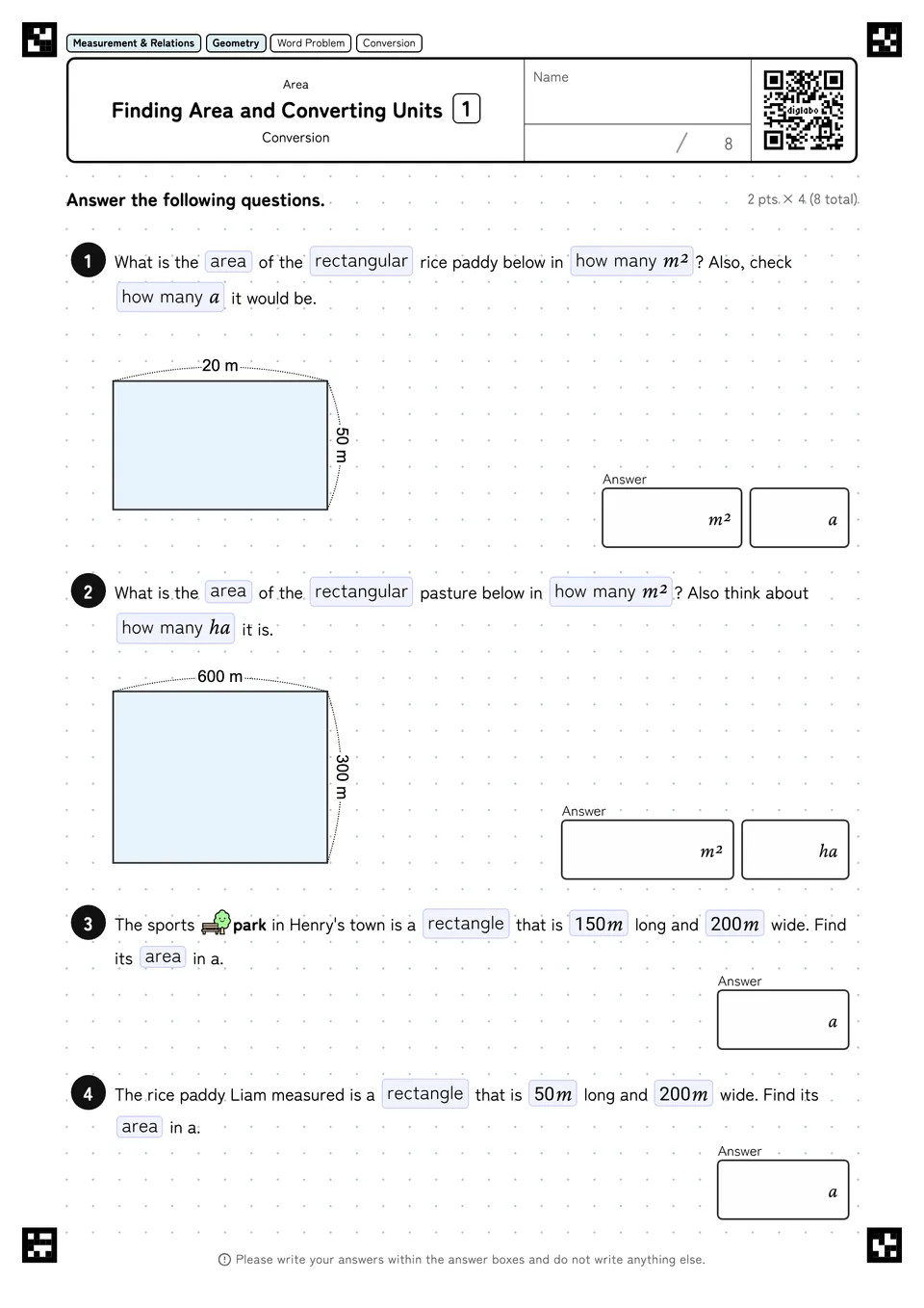 Finding Area and Converting Units 1